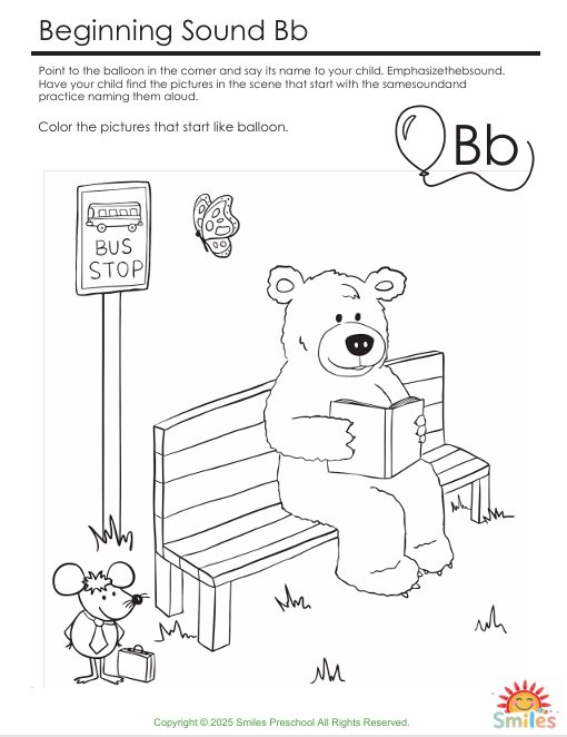 🎨🔤 Beginning Sounds Printable — Preschool Fun Learning Worksheets (PDF for Kids) 🧒📚✨